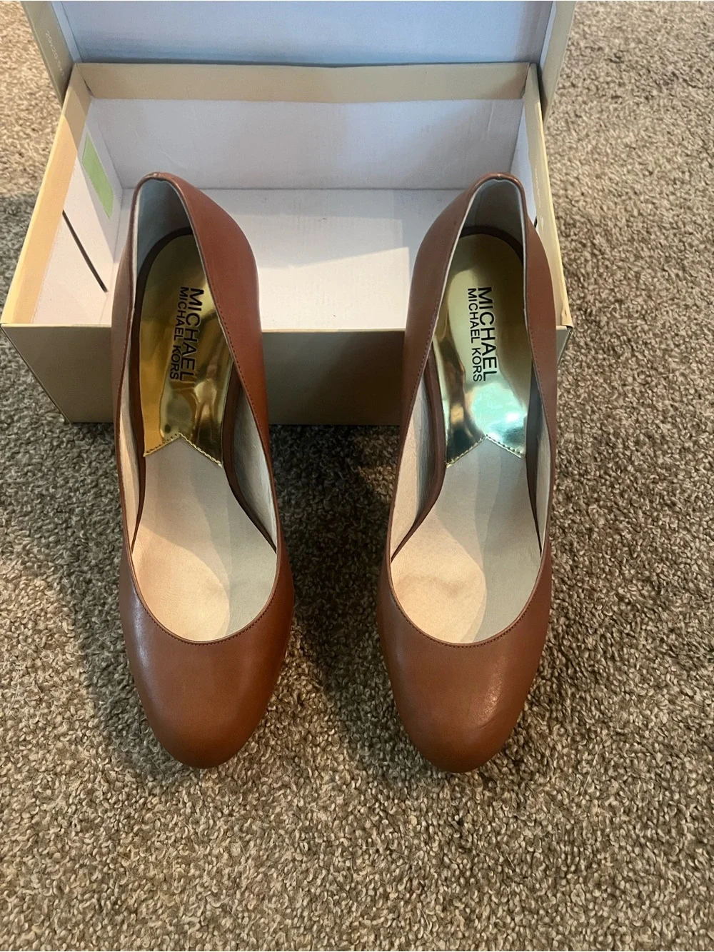 Michael Kors Brown Leather Platform Pumps | Size 10